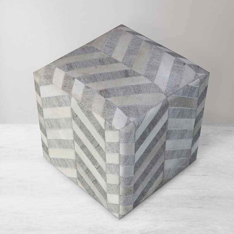 Zeppelin Upholstered Pouf, Ivory