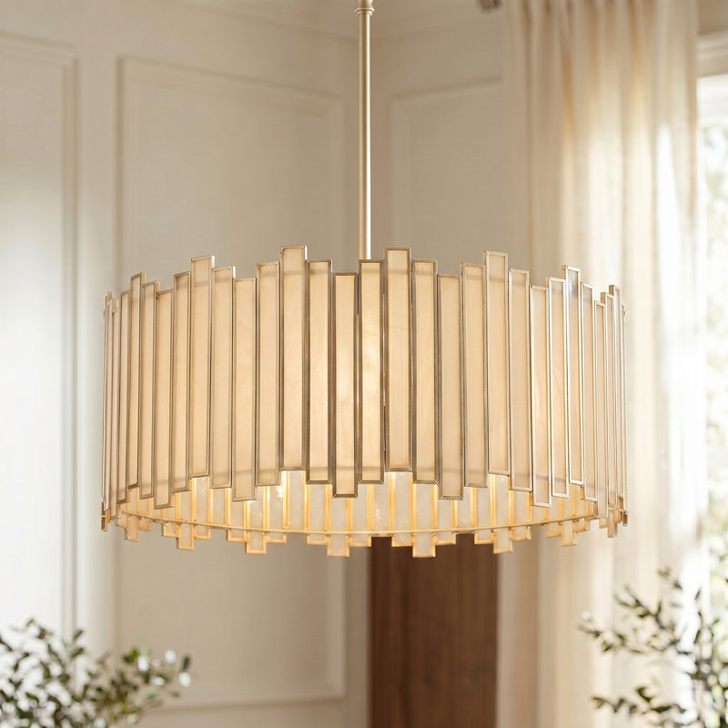 Lustre cylindrique à 4 lumières de 16 po de largeur Atchison et certifié UL, Doré, H 7 po x l 16 po x P 16 po