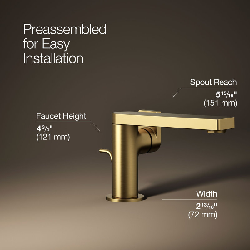 Composed® Single-Handle Bathroom Faucet with Drain Assembly, Vibrant Brushed Moderne Brass