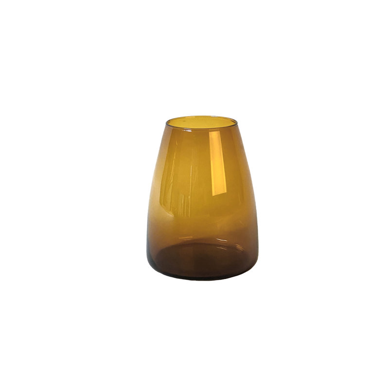 Dim Glass Table Vase 1, 30cm H x 19.5cm W x 19.5cm D, Amber