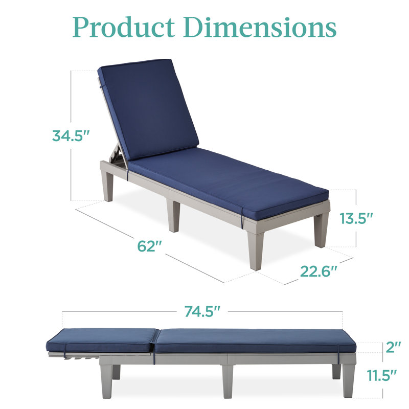 Chaise longue d'extérieur Jimaya, Bleu marine
