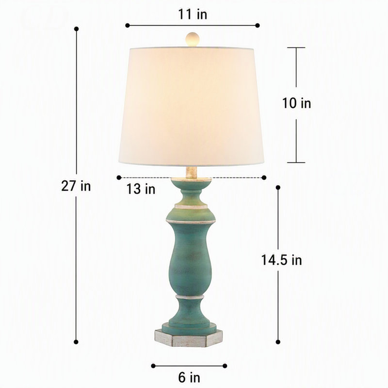 Lampe de table traditionnelle en résine de 27 pouces avec variateur à 3 niveaux, ensemble de 2 (ampoules non comprises)