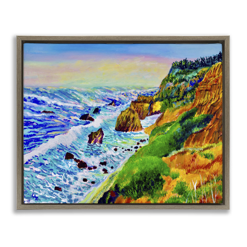 Cadre flottant Coastal Daydream Waves, design par Lee Ann Zirbes, Cadre flottant orme Montalcino, H 17 po x l 21 po