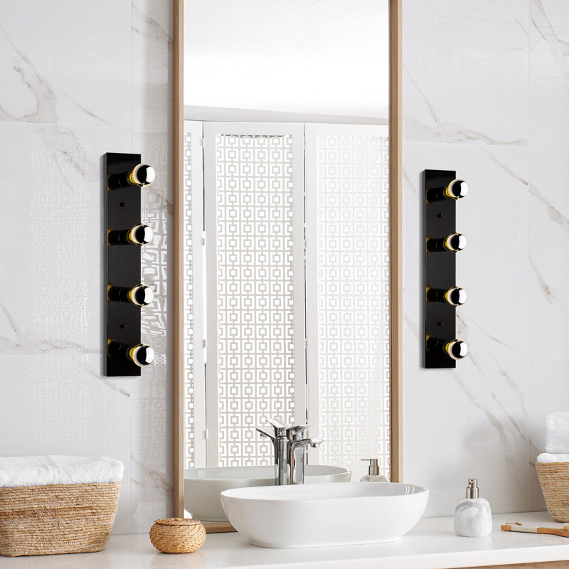 Industrial Black Wall Lamp, Metal Body, 3.9 x 3.9 x 23.6 in | Base Plate: 23.6 x 3.9 in, Height: 0.8 in | 4 x E27 Socket, Max 40W | Elegant Solid Color Design, Perfect for Home & Office Lighting