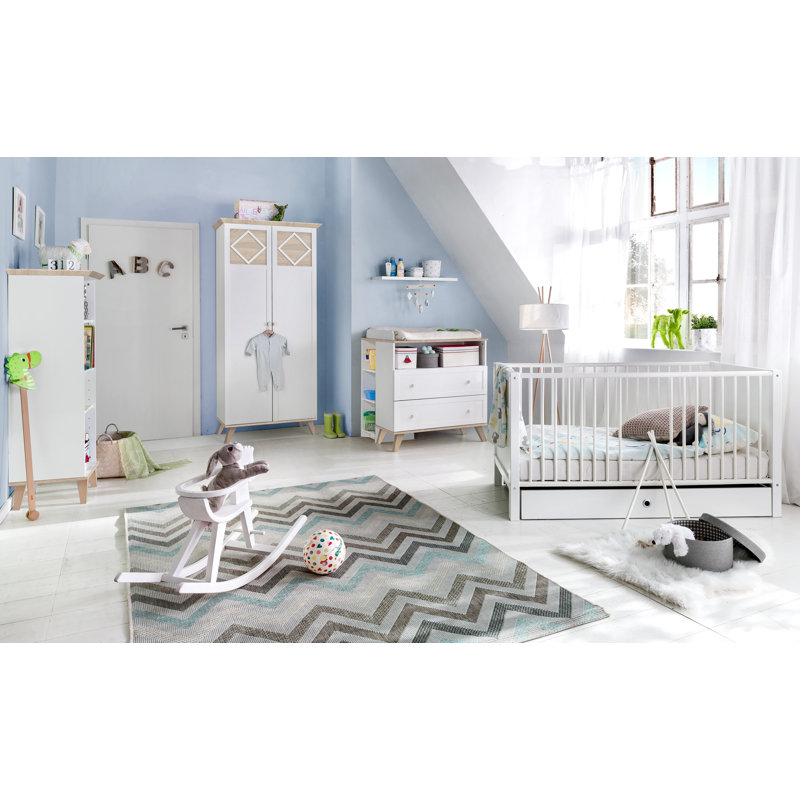 Hepler 144 cm H x 42 cm W Standard Bookcase, White/Abs. Rough-Sawn Replica Oak