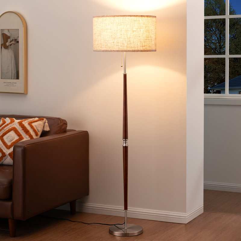 Lampe sur pied Salcido, Nickel brossé