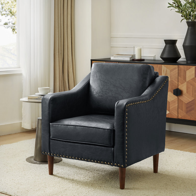 Fauteuil Almetia, Similicuir bleu marine