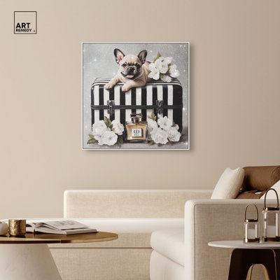 Frenchie Luggage Flowers Canvas Fashion Art Prints by Art Remedy