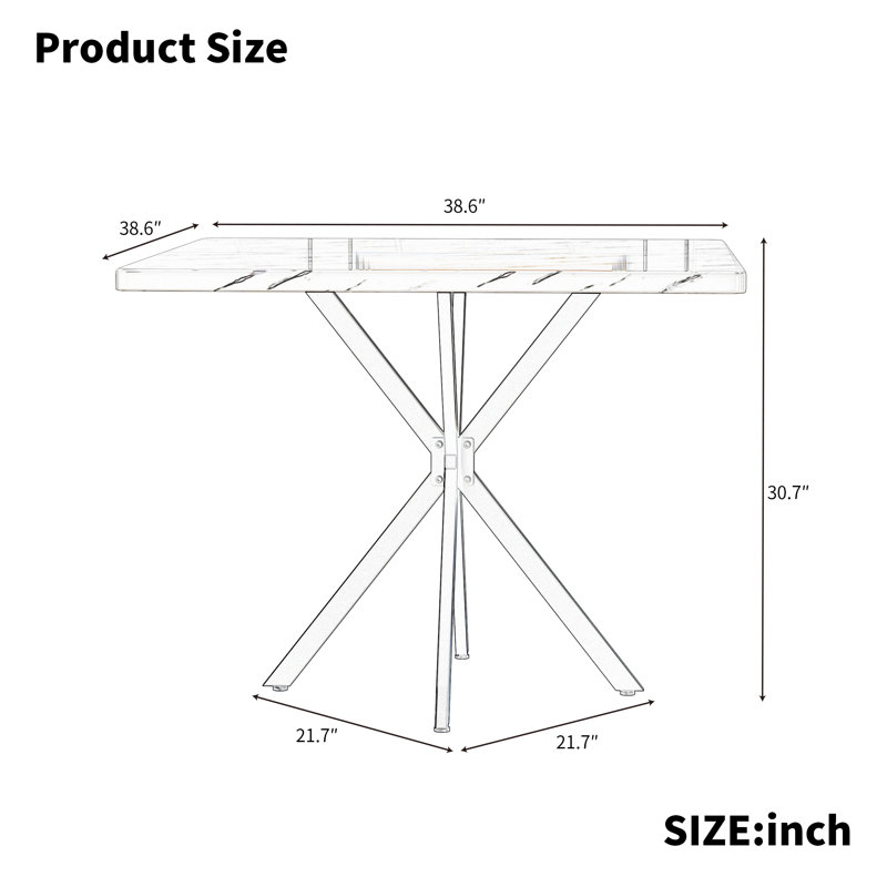 Mid Century Modern Square Dining Table Coffee Table For Small Space, Black