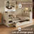 White Wooden Twin Size Daybed with Side Shelves & Drawers, Storage Bed with Multi-Functional Desk and Charging Station