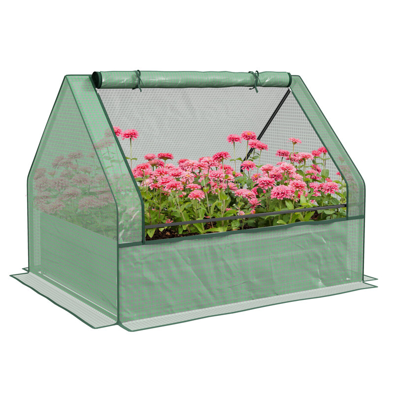 49.25" W x 37.5" D Mini Greenhouse, Green/Silver