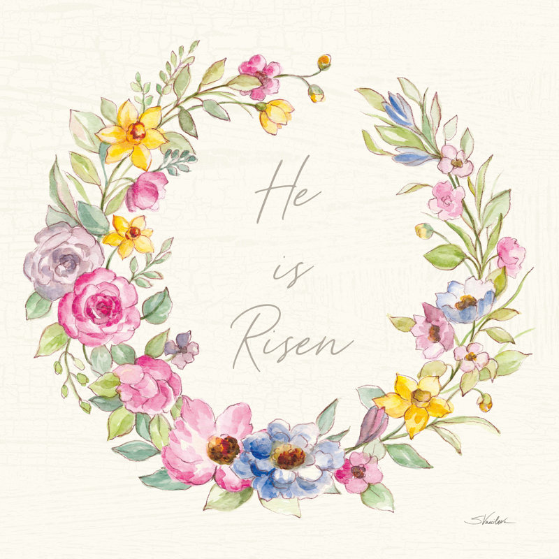 «Happy Easter IV Risen» par Silvia Vassileva, peinture sur toile tendue, H 12 po x l 12 po