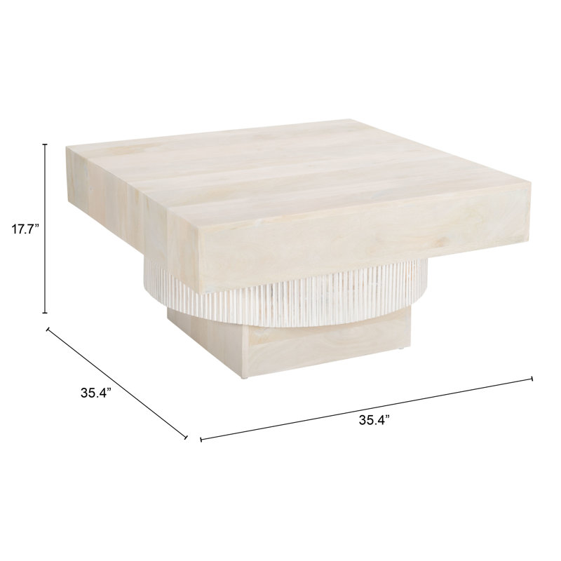 Natural Whitewashed Acacia Wood Square Coffee Table