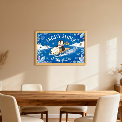 Animals Frosty Penguin Snowflake Crystal Winter Scene