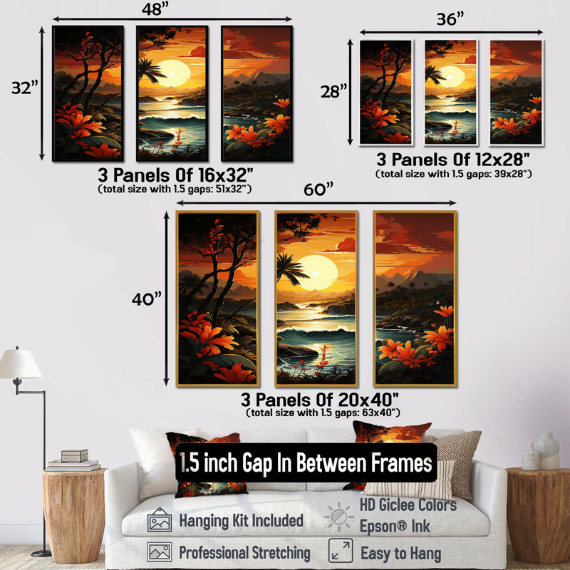 «Vintage Tropical Coastline Paradise I», art mural bord de mer tropical, Cadre flottant blanc, H 40 po x l 61 po