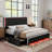 Diamond Button Tufted Bed Frame with LED Headboard Footboard & 2 Drawers Side Pockets-309318835-313709237