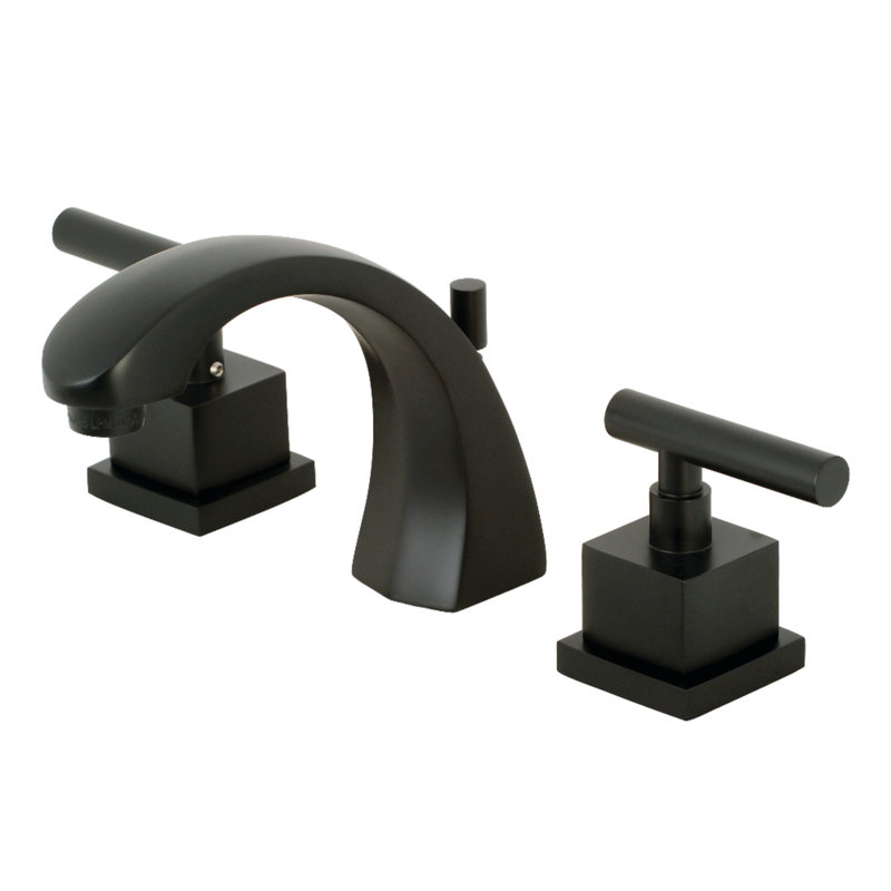Kingston Brass Claremont Two-Handle 3-Hole Deck Mount Widespread Bathroom Faucet with Brass Pop-Up Drain, Mattel Black