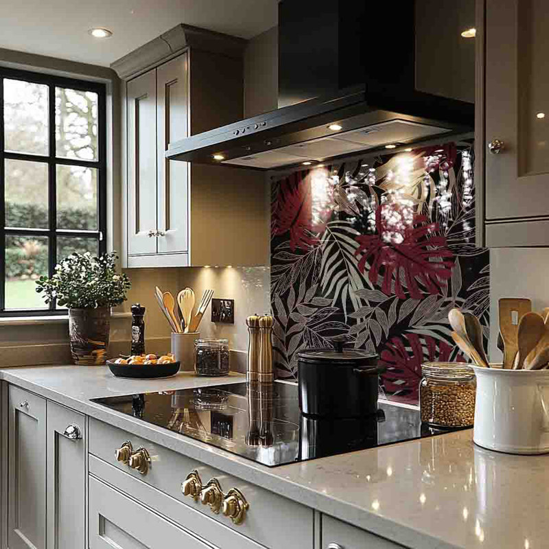 Tropical Leaves In Splash Back, 70cm L x 50cm W