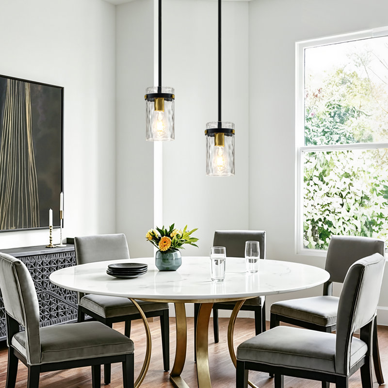 Ensemble de 2 luminaires suspendus en verre de style industriel moderne (1 lumière, 13 cm) pour îlot de cuisine ou au-dessus d'un évier.
