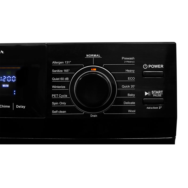 Equator Black 1.62 cu.ft. Front Load Washer with 16 Programs