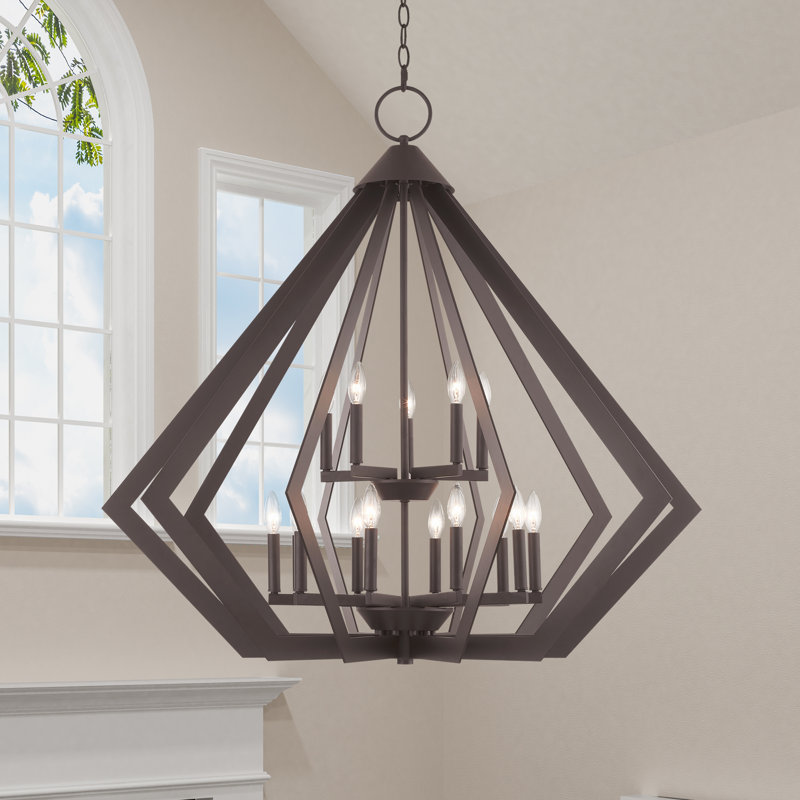 Lustre géométrique en métal 15 lumières Buckeys, Bronze
