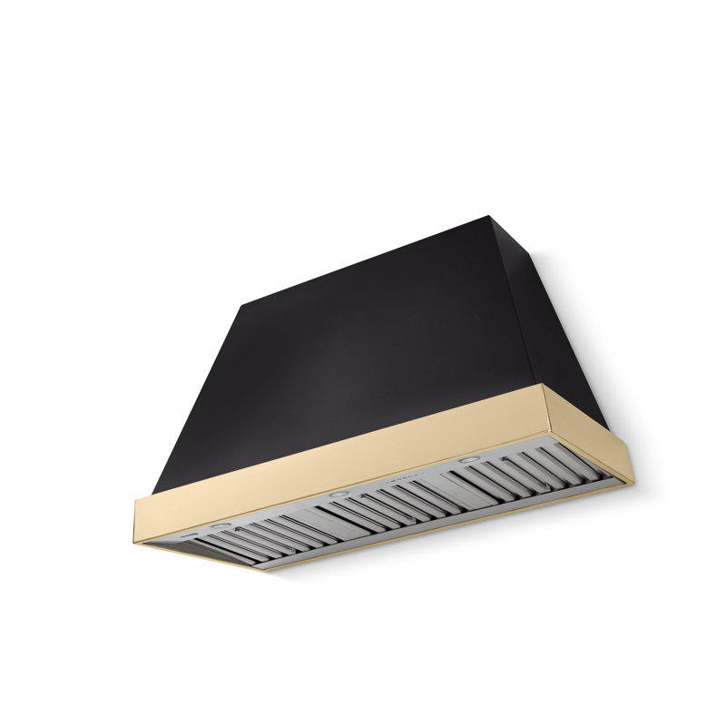 Euclid Series 48" Wide x 30" High Wall Hood 1200 CFM, Matte Black, Polished Brass
