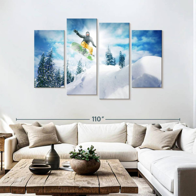 Snowboarder jumping Sireci, H 54 po x l 84 po
