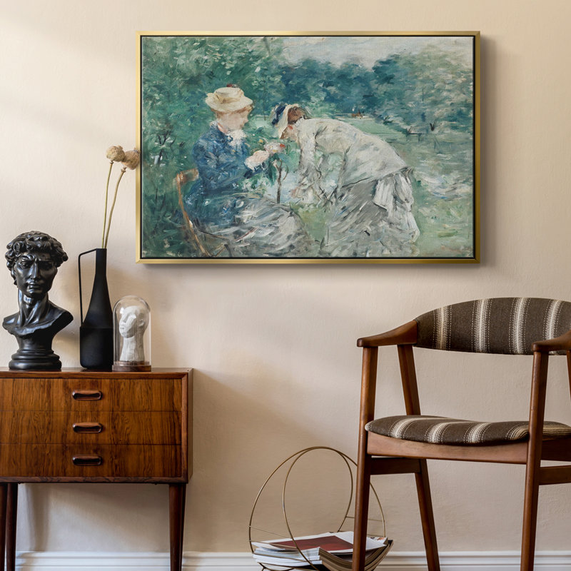 Botanique rétro - LV, Toile avec cadre flottant or, H 27 po x l 41 po