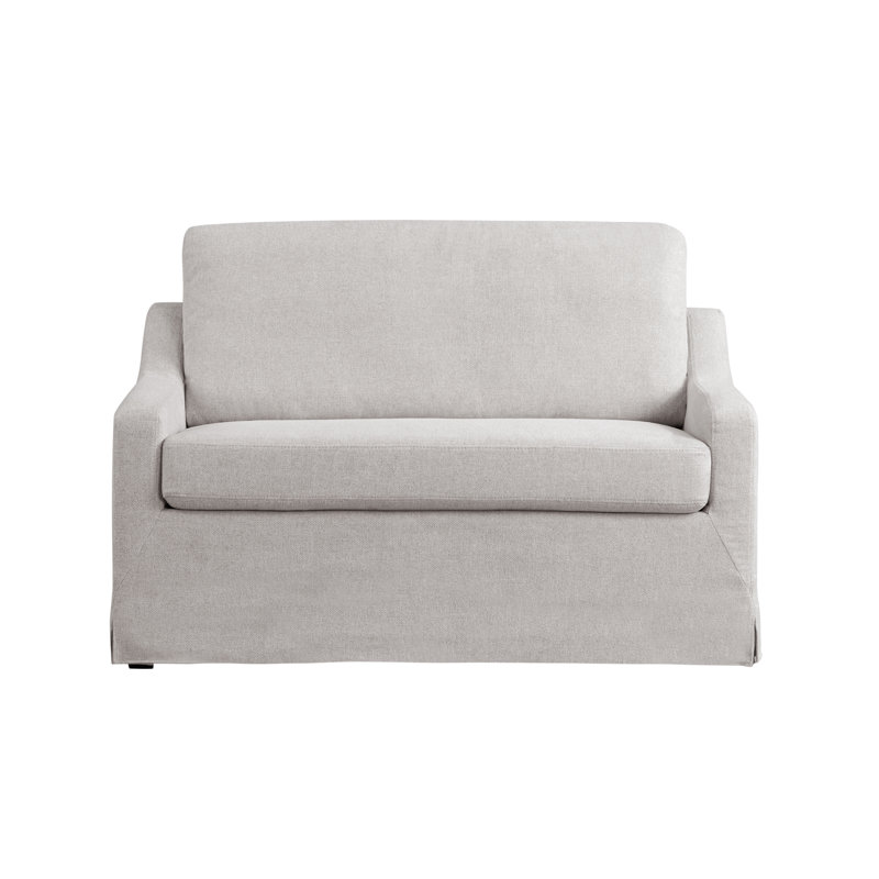 Serta Hunter 53.3" Convertible Loveseat with Pull Out Twin Size Sleeper, Slipcovered Design, Woven Polyester Fabric, Oatmeal