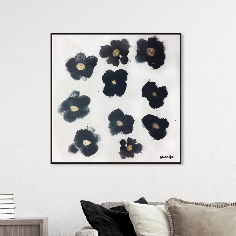 Coco's Gold Camellias - Graphic Art, 40" H x 40" W, Black Framed, No Mat