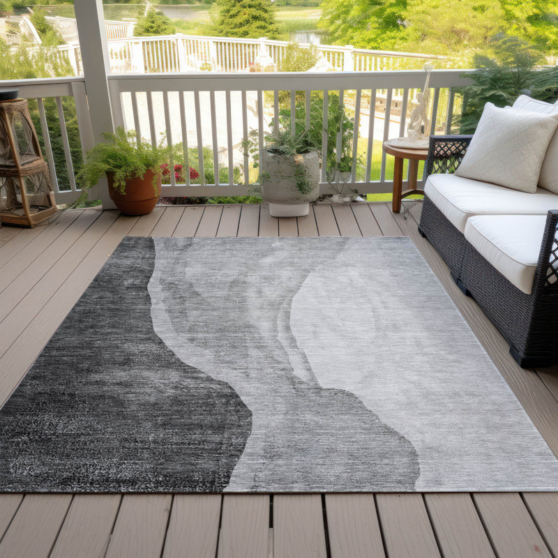 Tapis intérieur / extérieur en polyester tissé à la machine Chev, Rectangle 3 pi x 5 pi
