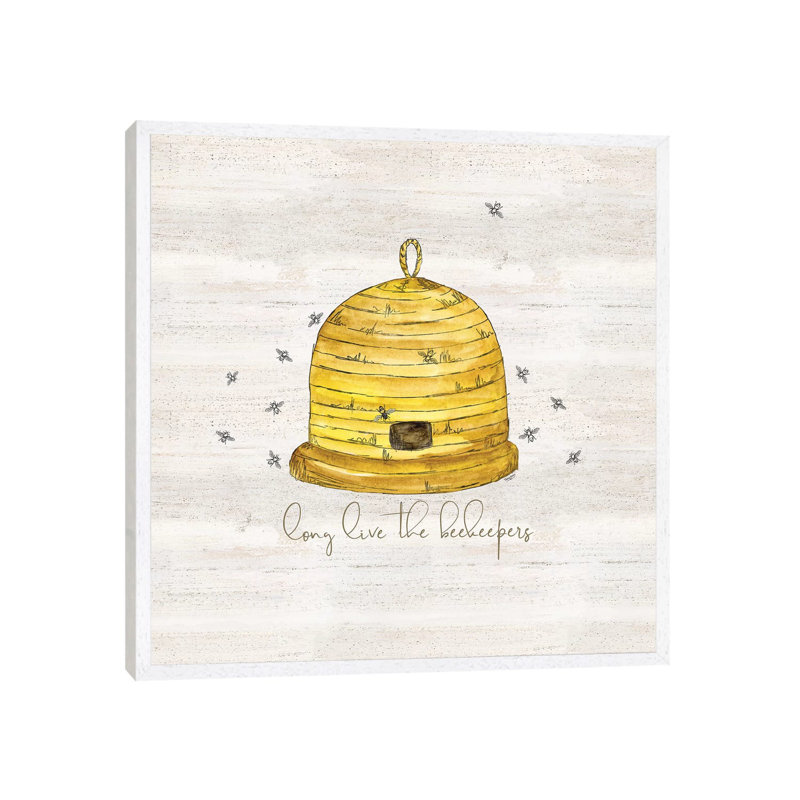 Bee's Life VII-Beekeeper by Tara Reed - Painting on Canvas, 66.04cm H x 66.04cm W x 3.81cm D, White Framed