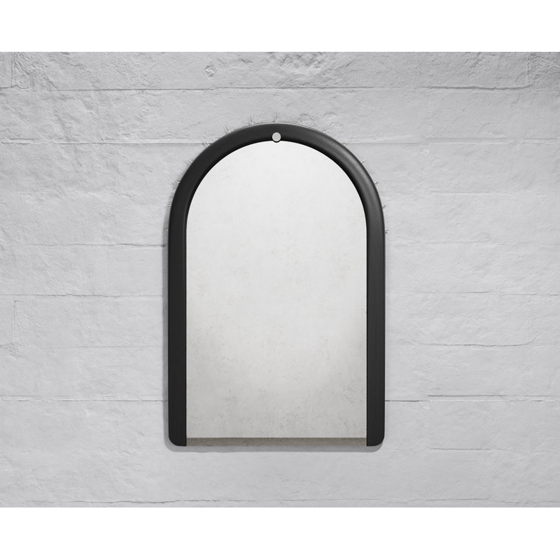 Sitiera Aged Solid Wood Mirror, Stainless Steel