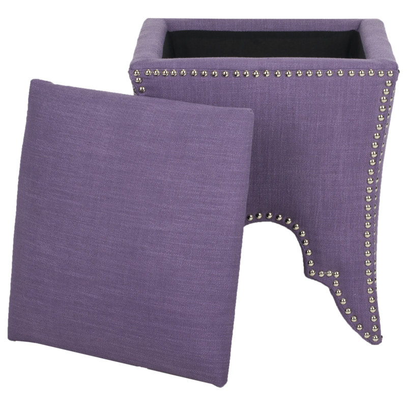 Upholstered Ottoman, Silver, Lavender
