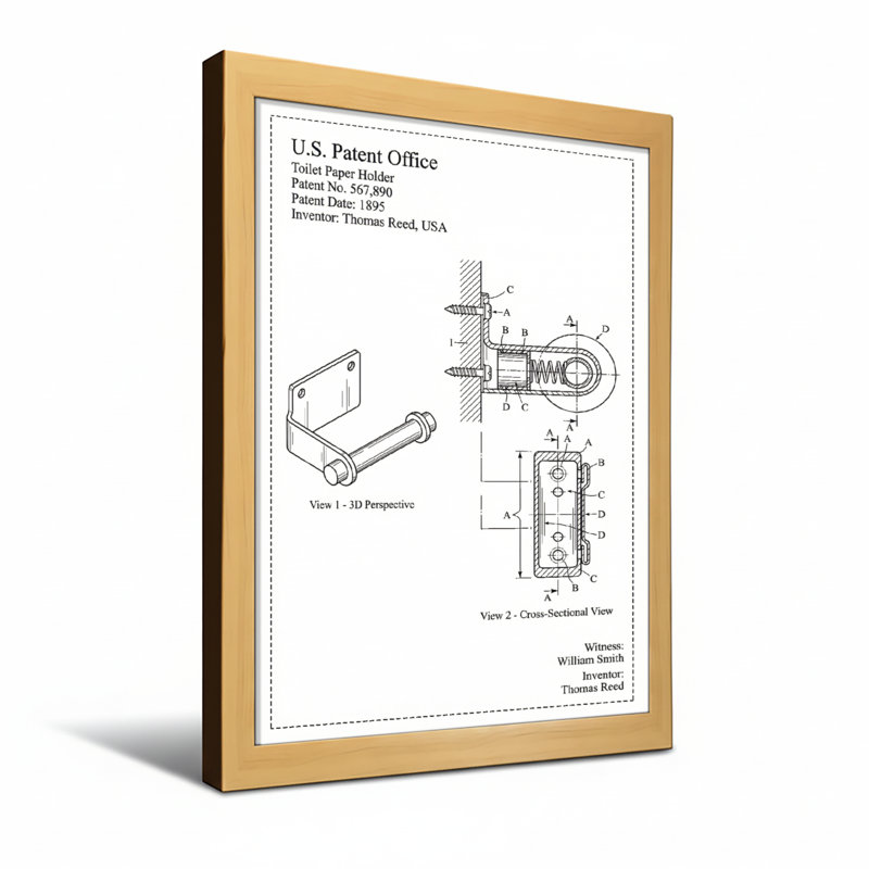 Schéma de brevet pour porte-papier hygiénique Bath & Laundry, H 24 po x l 16 po, Toile tendue, Ne s’applique pas
