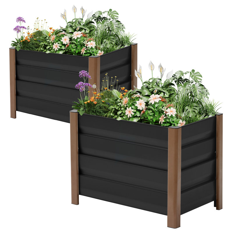 Metal Planter, 45cm H x 40cm W x 100cm D, Black