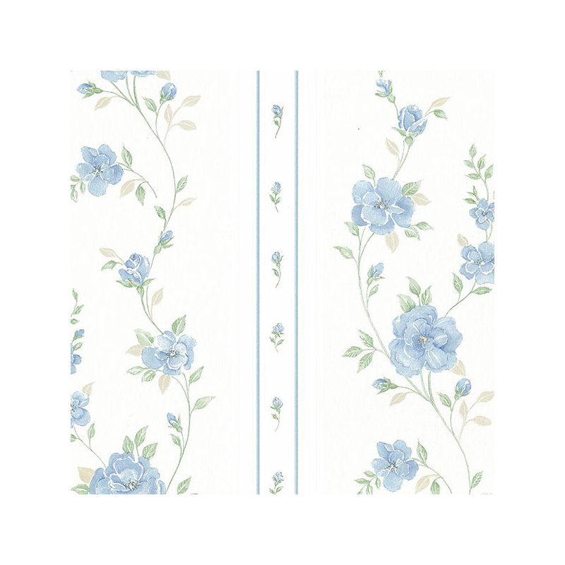 Aife 32.7' x 20.5" Rose Stripe Wallpaper, Blue / Green