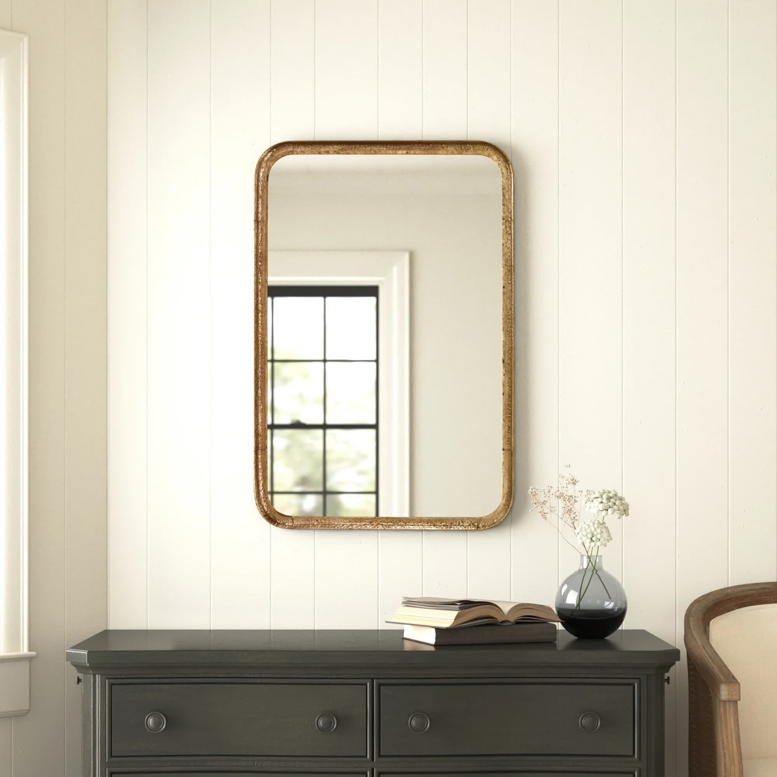 Principle Metal Wall Mirror, Gold