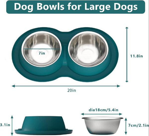 Tucker Murphy Pet™ Dog Bowls For Large DogsDog Water Bowl Cat Feeding &  Watering Supplies 2 Stainless Steel With No Spill Non-Skid Silicone Rubber  Raised Food Catcher Mat For Dog Bowls Medium Sized Dog