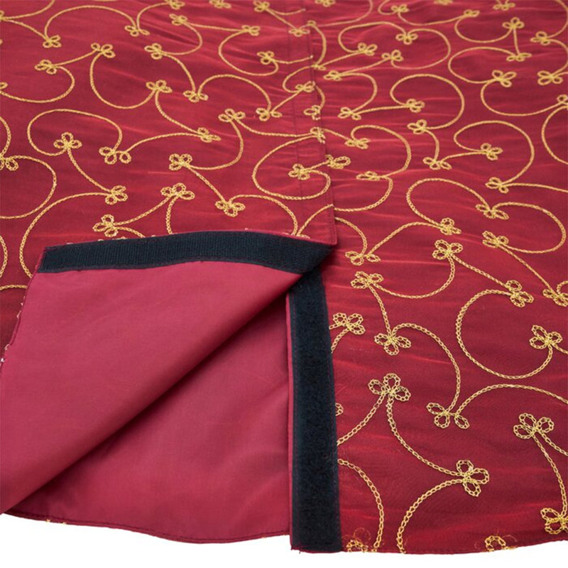 Ari Red Embroidered Christmas Tree Skirt, 52-inch