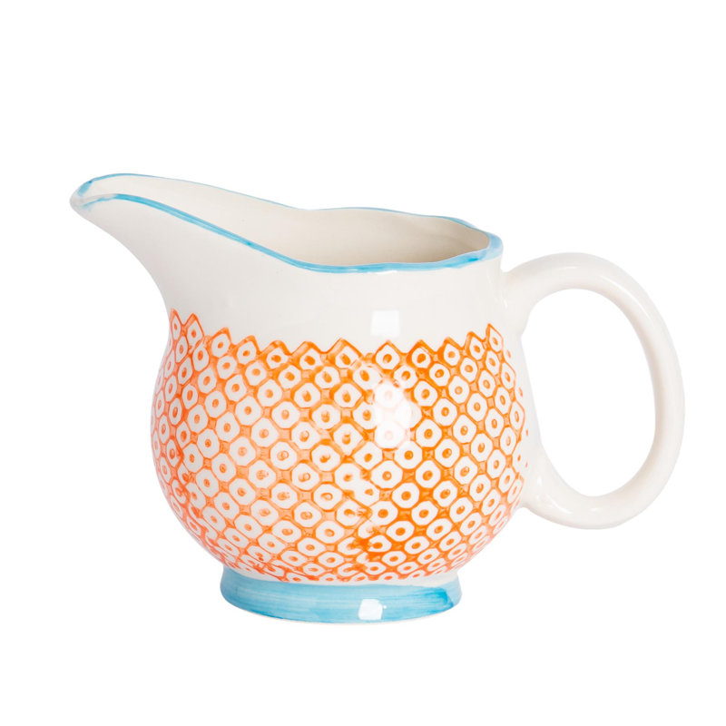 Nicola Spring - Hand-Printed Milk Jugs - 300ml - Orange - Set of 3