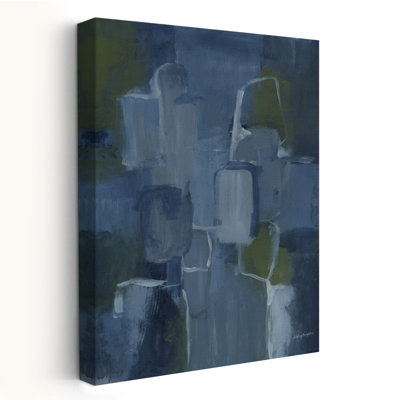 Blue Jean Baby I Contemporary Abstract Black Blue Green