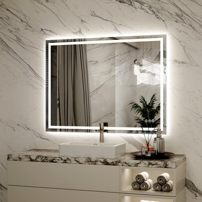 Super Bright LED Bathroom Vanity Mirror with Frontlit & Backlit Lighting, 3-Color Temperature, Anti-Fog, with UL, RoHS, ETL & 3-Year Warranty