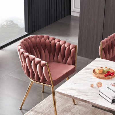 Abdurrahim Velvet Dining Chair - Ergonomic Tufted Back and Metal Legs - Button Back Armchair for Dining Room Living Room Restaurants - Single