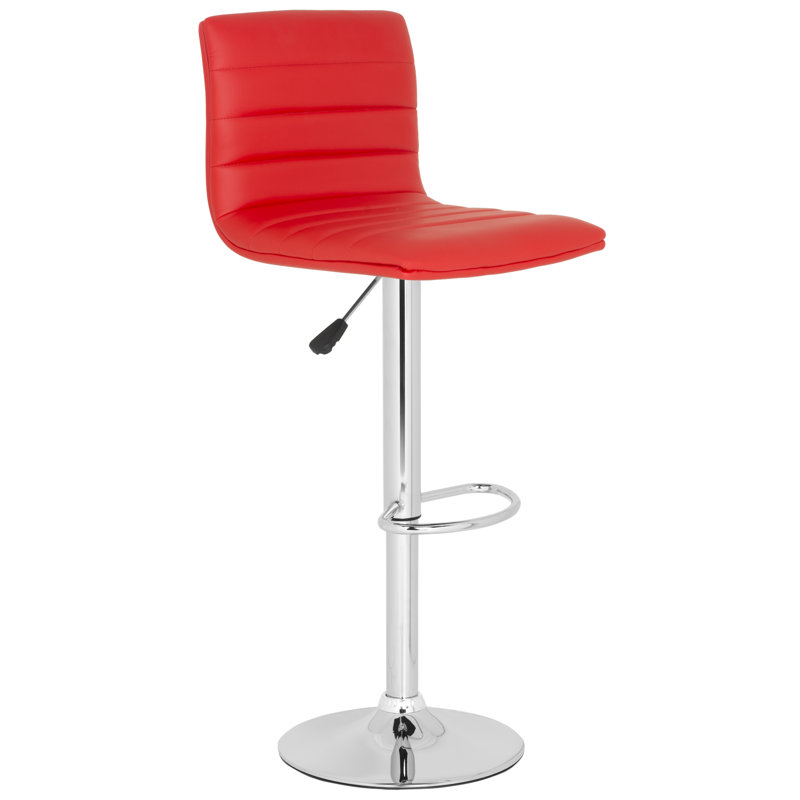 Bunky Swivel Upholstered Adjustable Height Counter Stool with Metal Frame, Red