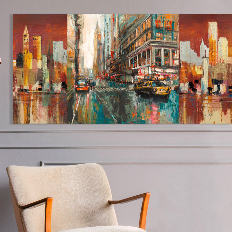 New York City 1 by Luigi Florio - No Frame Painting on Canvas, 35cm H x 70cm W x 4cm D
