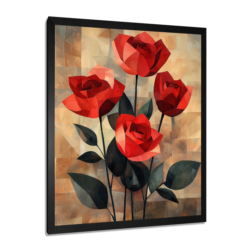Chandra - art mural floral, Noir, noir, noir, noir, H 20 po x l 12 po, Reproduction encadrée d'une seule photo