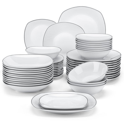 48 Piece Porcelain China Dinnerware Set - Service for 12