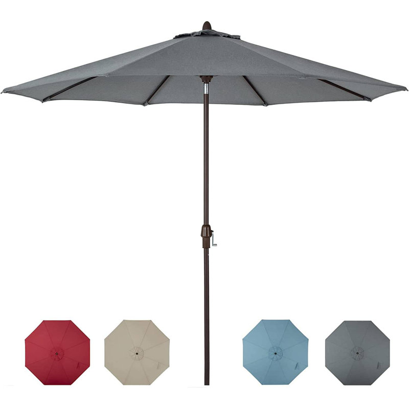 Parasol à manivelle inclinable 10 pi double bleu, Ardoise