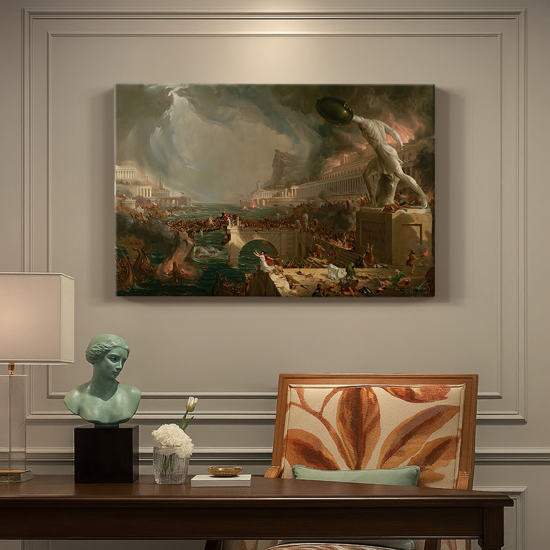 Le cours de l'empire: Destruction-Thomas Cole-Toile tendue avec châssis-1836, 32 x 48